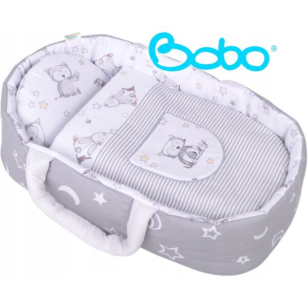 BOBO Babytrage für Puppen bis 45 cm mit Bettdecke und dekorativer Applikation