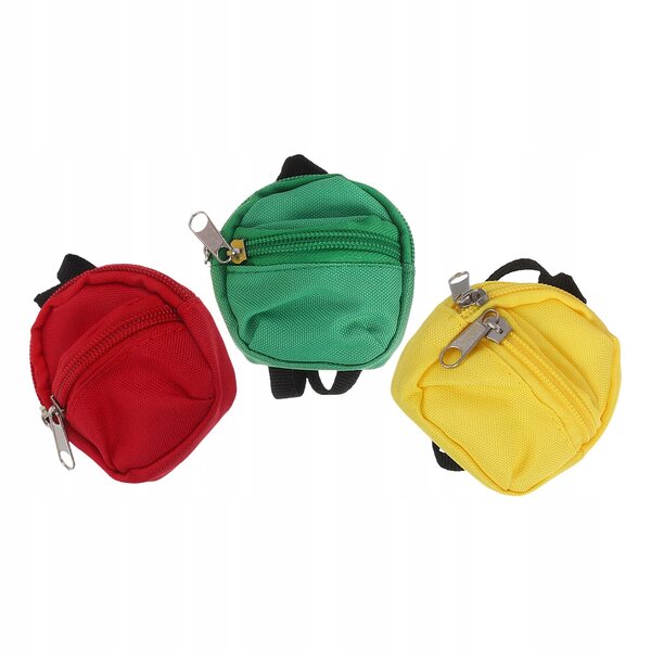 Set mit 3 kreativen Mini-Rucksäcken mit Münzfach und Dekorationen für Puppen