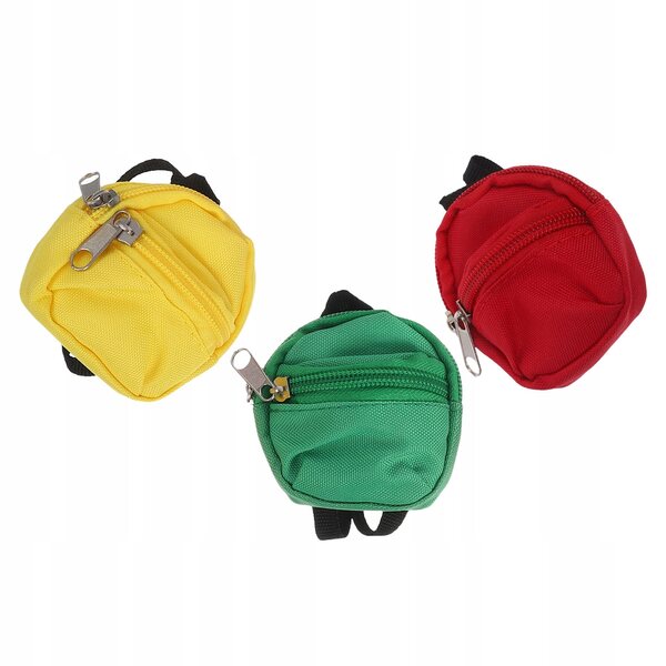 Set mit 3 kreativen Mini-Rucksäcken mit Münzfach und Dekorationen für Puppen