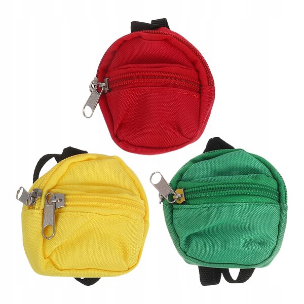 Set mit 3 kreativen Mini-Rucksäcken mit Münzfach und Dekorationen für Puppen