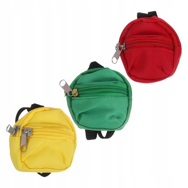 Set mit 3 kreativen Mini-Rucksäcken mit Münzfach und Dekorationen für Puppen