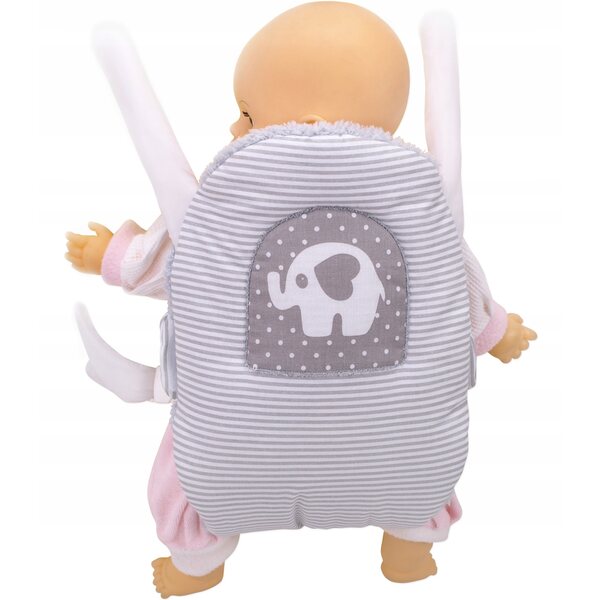 BOBO marsupio per bambole fino a 45 cm con applicazione e spallacci regolabili
