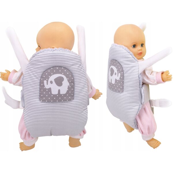 BOBO marsupio per bambole fino a 45 cm con applicazione e spallacci regolabili