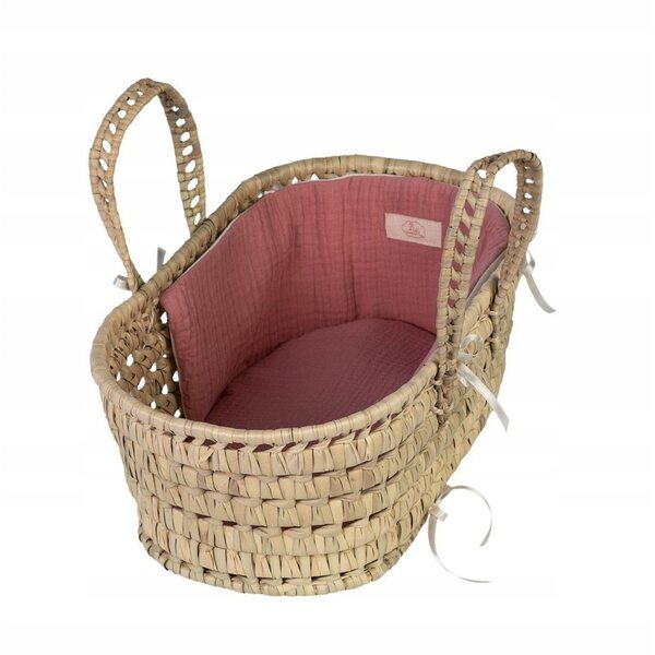Rosa Mose-Korb mit Leinen für Puppen bis 34 cm Asi 3999743