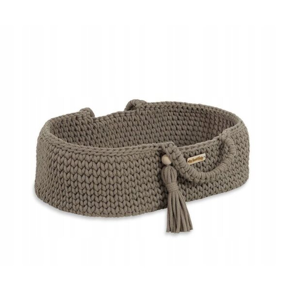 BOHO Baumwoll-Moseskorb, Babytrage für Puppen, Moccafarbe, handgefertigt