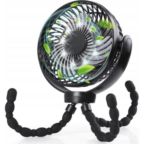 Kinderwagenventilator mit LED und 360°-Drehung für Babys und Kinder