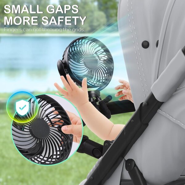 Kinderwagenventilator mit LED und 360°-Drehung für Babys und Kinder