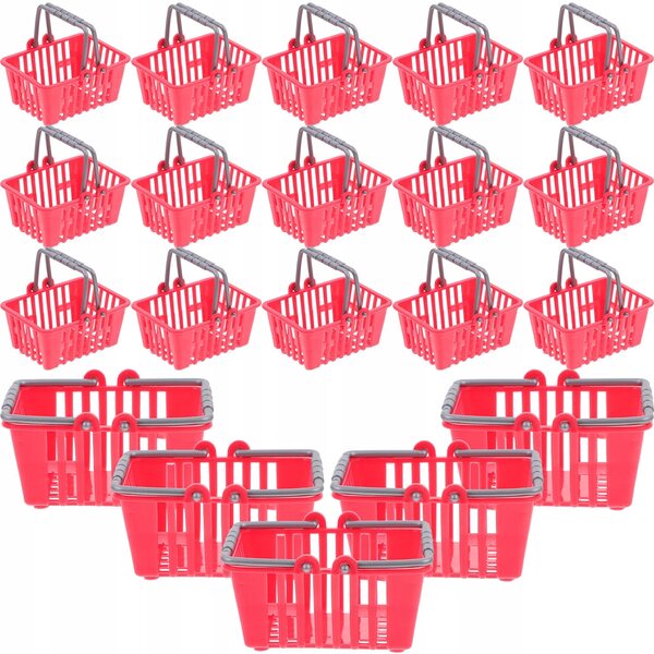 Set da 20 Mini Cestini per Giochi e Decorazioni in Plastica Rosso per Bambini