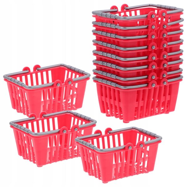 Set da 20 Mini Cestini per Giochi e Decorazioni in Plastica Rosso per Bambini
