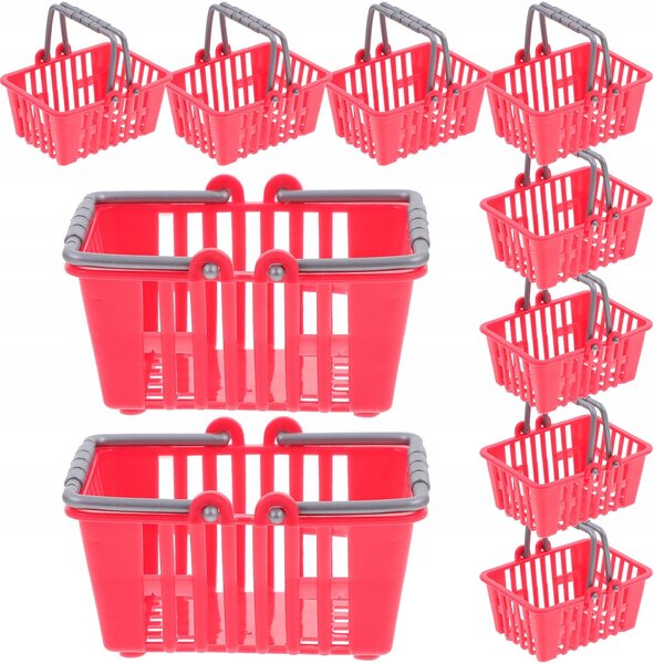 Set da 20 Mini Cestini per Giochi e Decorazioni in Plastica Rosso per Bambini
