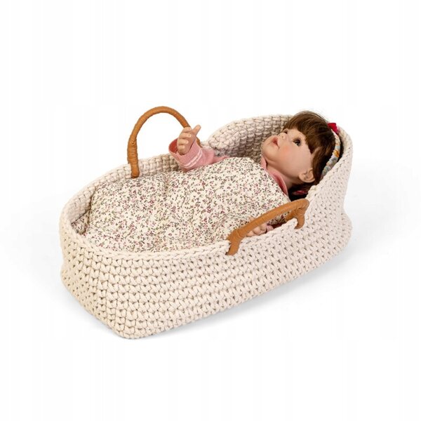 Moseskorb für Astrup-Puppen, Baumwolle, mit Steppdecke und Kissen, 25 cm