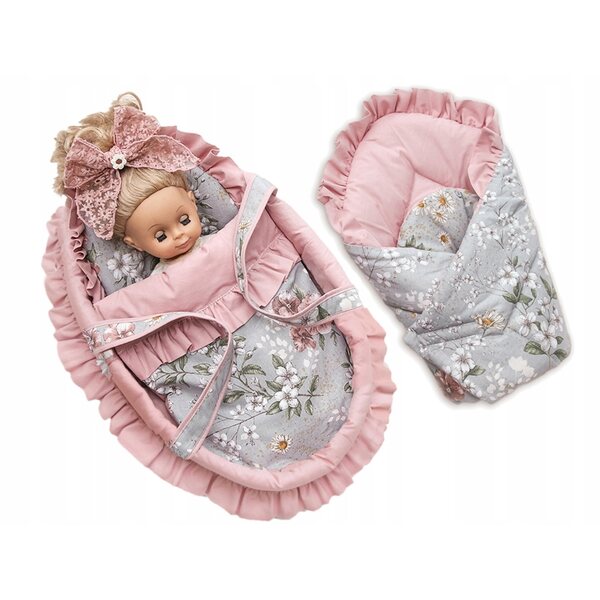 Marsupio per bambole 45cm con biancheria e copertina in cotone certificato OEKO-TEX