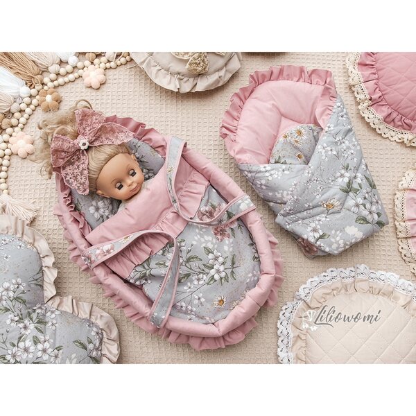 Marsupio per bambole 45cm con biancheria e copertina in cotone certificato OEKO-TEX
