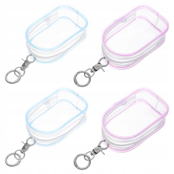 Set mit 4 transparenten Puppentaschen mit Mehrzweck-Schlüsselanhänger, 16 x 6,5 x 3,5 cm