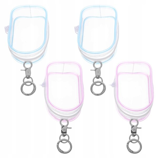 Set 4 Borse Trasparenti Porta Bambole con Portachiavi Multiuso 16x6,5x3,5 cm