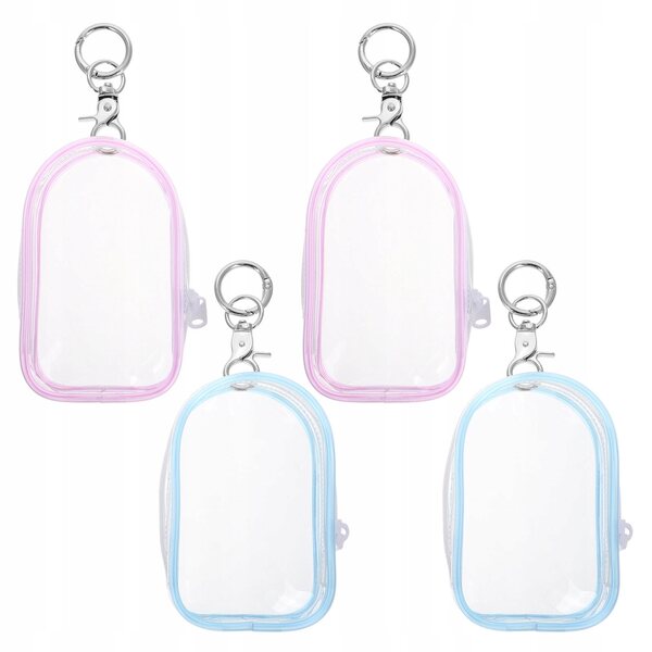 Set 4 Borse Trasparenti Porta Bambole con Portachiavi Multiuso 16x6,5x3,5 cm