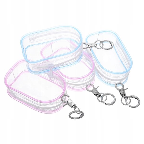 Set 4 Borse Trasparenti Porta Bambole con Portachiavi Multiuso 16x6,5x3,5 cm