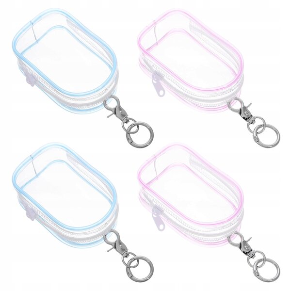 Set 4 Borse Trasparenti Porta Bambole con Portachiavi Multiuso 16x6,5x3,5 cm