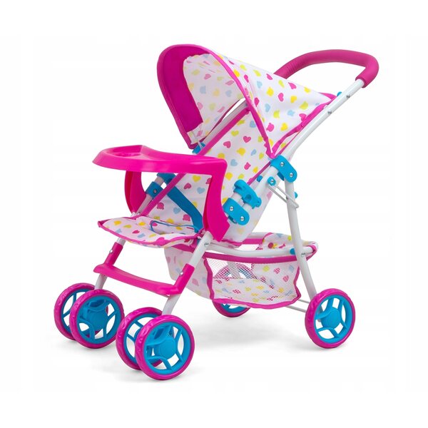 Zusammenklappbarer und mit Accessoires ausgestatteter Milly Mally Kate Candy Puppenwagen