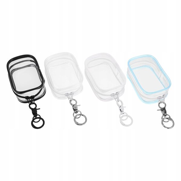 Set 4 Custodie Protettive Trasparenti con Portachiavi per Bambole e Peluche
