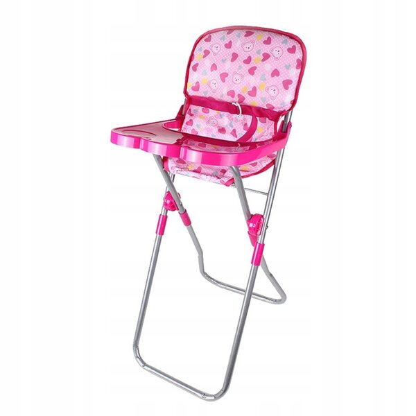 Sedia Alta per Bambole 56 cm in ABS e Ferro Rosa-Rosso per Giochi e Arredo