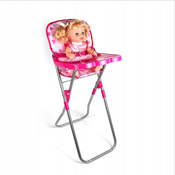 Sedia Alta per Bambole 56 cm in ABS e Ferro Rosa-Rosso per Giochi e Arredo