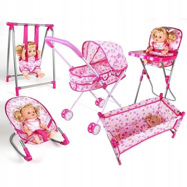 Sedia Alta per Bambole 56 cm in ABS e Ferro Rosa-Rosso per Giochi e Arredo