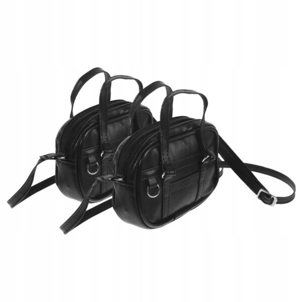Set 2 Mini Borse Nere in PU per Bambole Accessori Creativi per Gioco di Ruolo