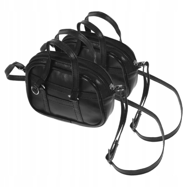 Set 2 Mini Borse Nere in PU per Bambole Accessori Creativi per Gioco di Ruolo