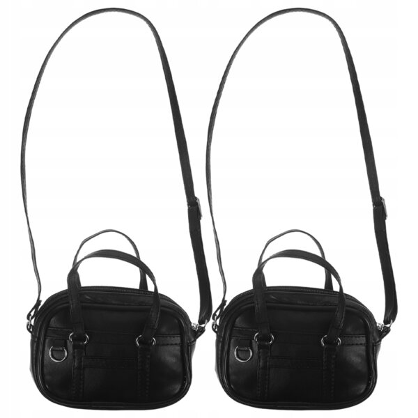 Set 2 Mini Borse Nere in PU per Bambole Accessori Creativi per Gioco di Ruolo