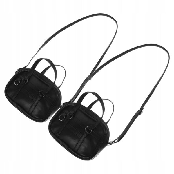 Set 2 Mini Borse Nere in PU per Bambole Accessori Creativi per Gioco di Ruolo
