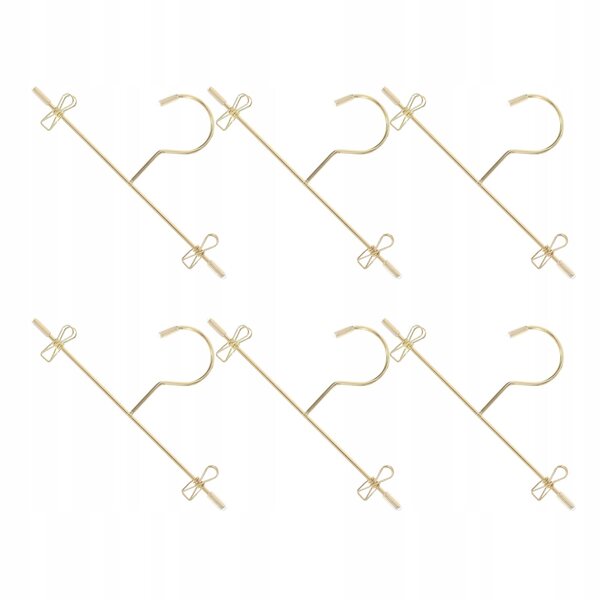 Set 6 Mini Appendini Dorati per Abiti delle Bambole 12cm in Ferro