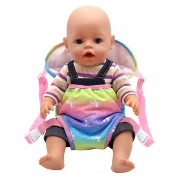 Babytragerucksack für 14-18-Zoll-Puppen, rosa, verstellbare Träger, widerstandsfähiges Material