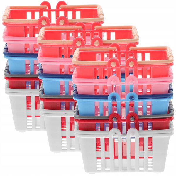 Set mit 15 Mini-Spielzeugkörben für Kinder mit bunten Griffen aus ABS-Kunststoff