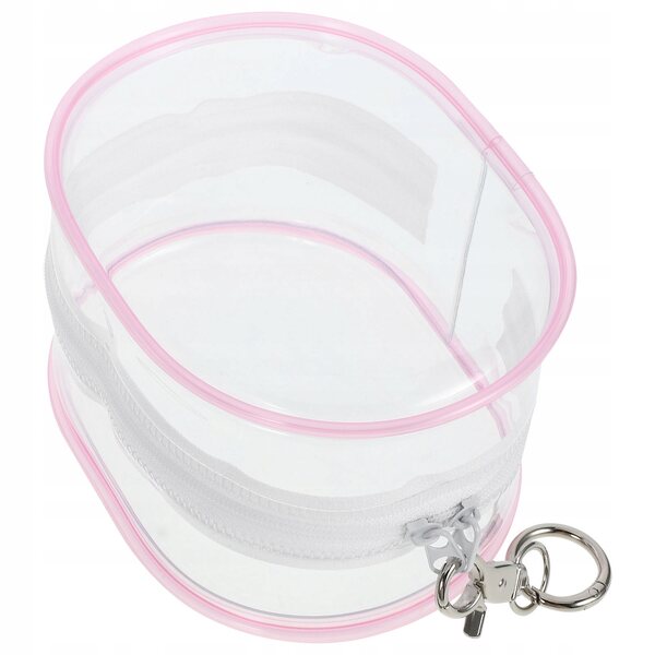 Transparente rosa PVC-Tasche zum Transport von Puppen mit Stilhaken