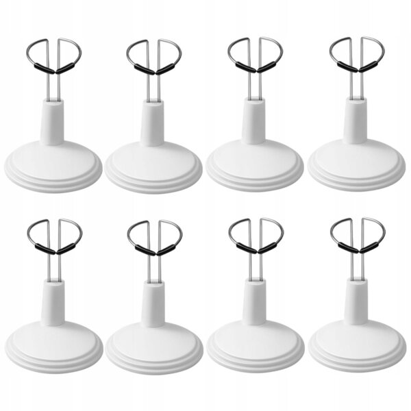 Set mit 8 eleganten weißen Ständern für Sammelpuppen und Miniaturen