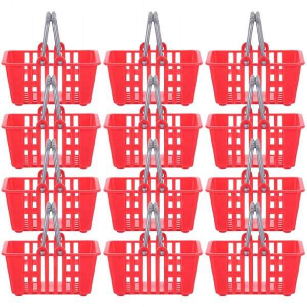 12 Mini-Kunststoffkörbe zum Spielen und Dekorieren, Rot, 6,5 x 4,5 x 3,5 cm