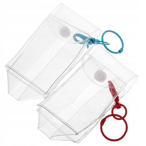 Set aus 2 transparenten PVC-Beuteln mit Schlüsselring zum Präsentieren und Transportieren von Figuren