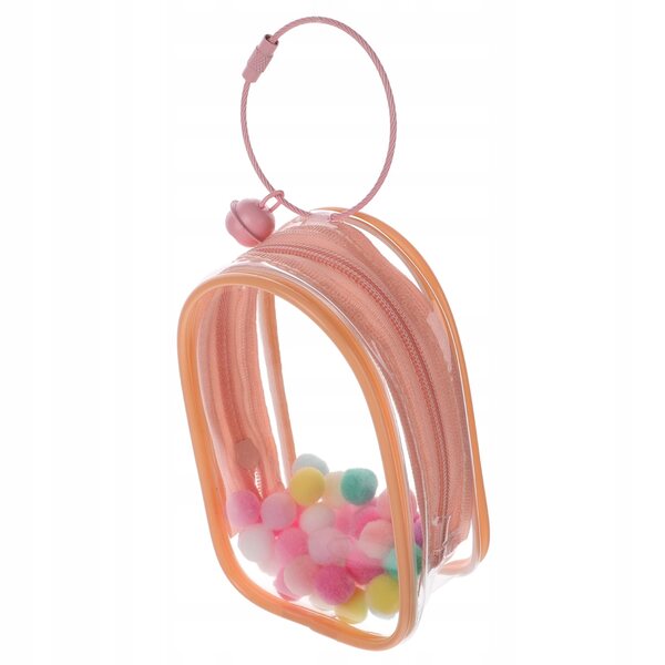Elegante transparente rosa Tasche zum Präsentieren und Transportieren von Minipuppen