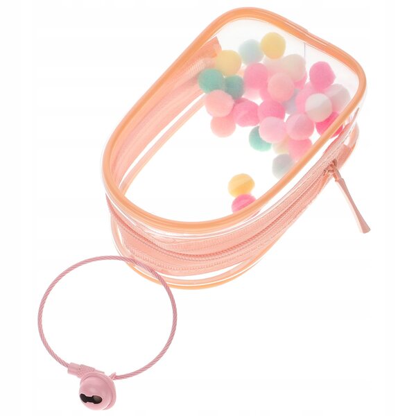 Elegante transparente rosa Tasche zum Präsentieren und Transportieren von Minipuppen