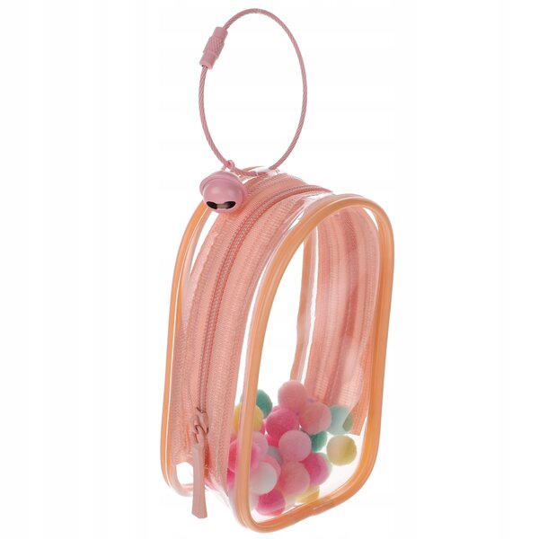 Elegante transparente rosa Tasche zum Präsentieren und Transportieren von Minipuppen