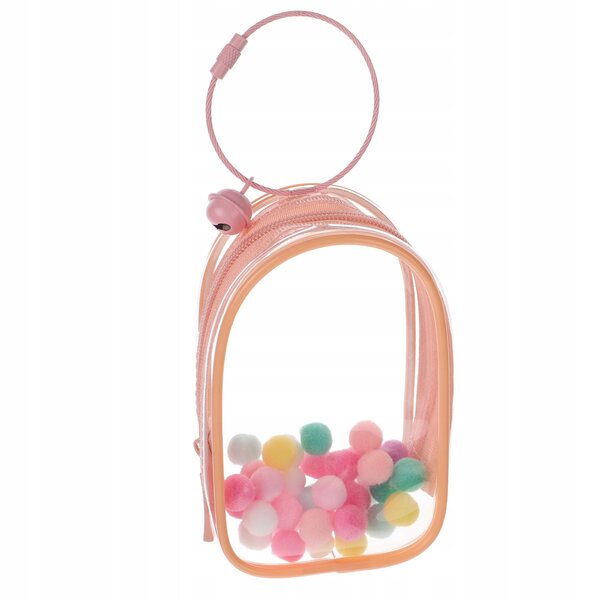 Elegante transparente rosa Tasche zum Präsentieren und Transportieren von Minipuppen