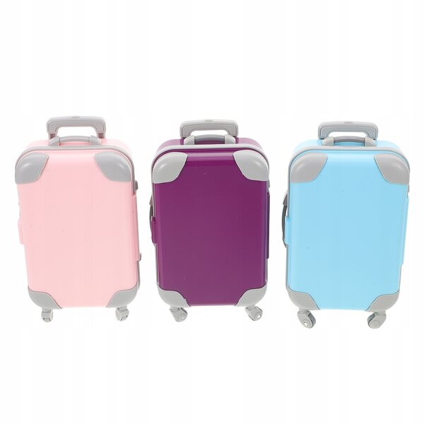 Set mit 3 widerstandsfähigen Minikoffern mit Rollen für Puppen 16,5 x 9 x 4,3 cm