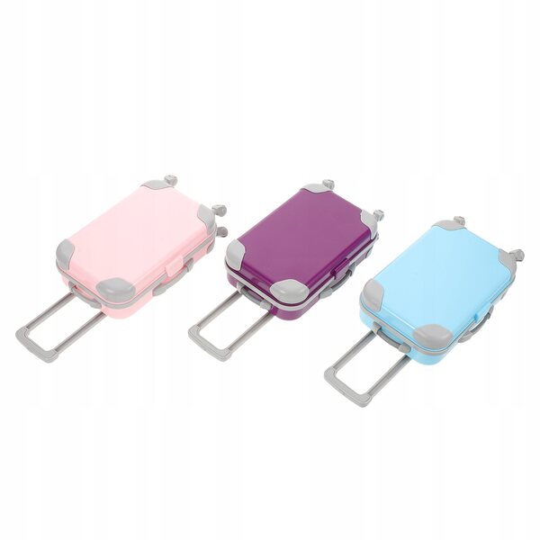 Set 3 Mini Valigie Resistenti con Ruote per Bambole 16,5x9x4,3 cm