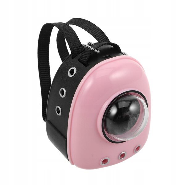 Miniaturischer Rucksackträger für Katzen 1:12 aus rosa Kunststoff für Puppenhäuser