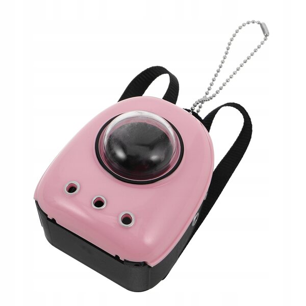 Miniaturischer Rucksackträger für Katzen 1:12 aus rosa Kunststoff für Puppenhäuser