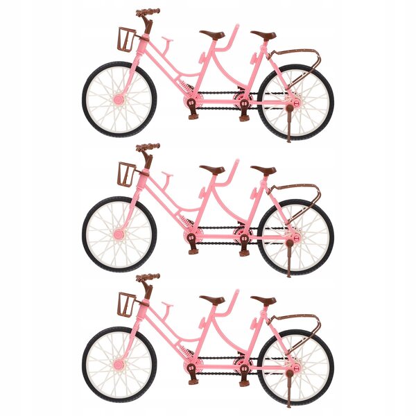 Set 3 Miniature Bici Gioco per Bambini Decorazione e Regalo Rosa ABS