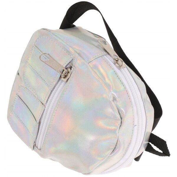 Silberner holografischer Rucksack für Puppen, geräumig und bequem für Kinder