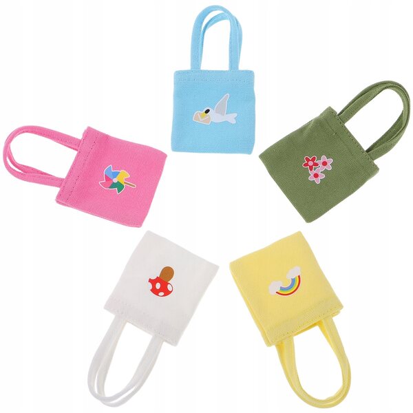 Set 5 Mini Borse in Tela Colorate per Bambole - Accessori Moda per Gioco Creativo