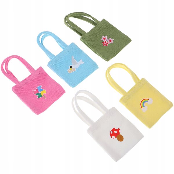 Set 5 Mini Borse in Tela Colorate per Bambole - Accessori Moda per Gioco Creativo